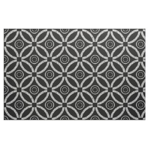 White Faux Glitter Geometric Pattern On Black Fabric