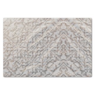 White Faux Gold Distressed Vintage Sculptured Look Tissue Paper