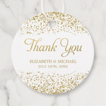 White Faux Gold Glitter Wedding Favor Thank You Favor Tags by printcreekstudio at Zazzle
