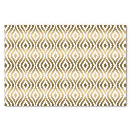 White  Faux Gold Quatrefoil Geometric Pattern Tissue Paper