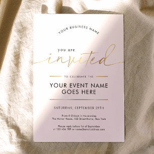 White & Faux Gold You Are Invited Company Event Invitation