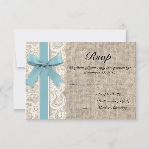 White Faux Lace and Burlap RSVP - Glacier