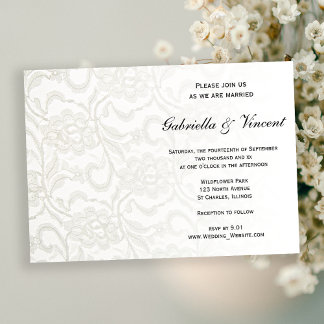 White Faux Lace Wedding Invitation