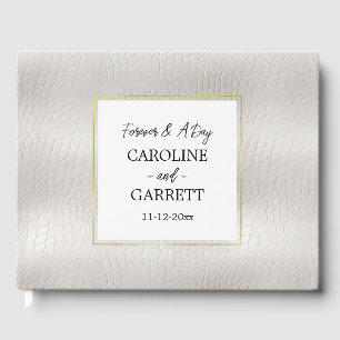 White Faux Leather Wedding Guest Book