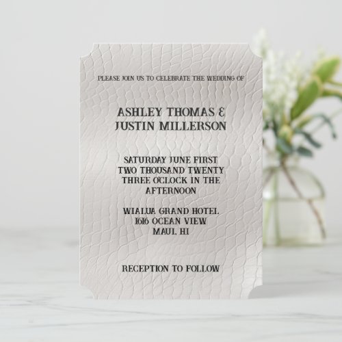 White Faux Leather Wedding Invitation