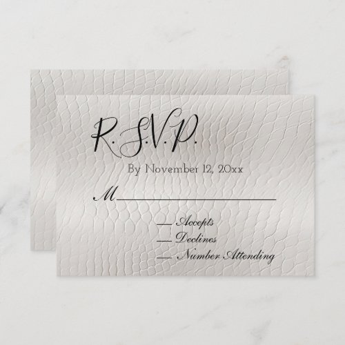 White Faux Leather Western Wedding RSVP Enclosure Card