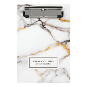 White faux marble beige and gray accents mini clipboard