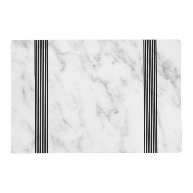 White faux marble black stripes placemat (Front)