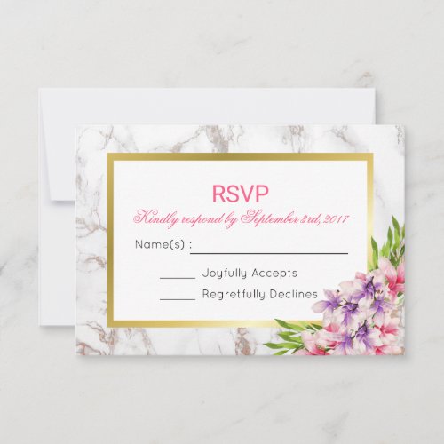 White Faux Marble Texture with Magnolias RSVP