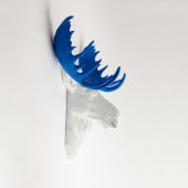 White Faux Moose Head with Blue Antlers (3/4)