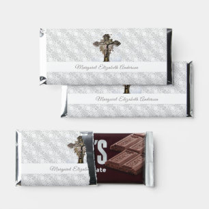 White Faux Satin and Lace Hershey Bar Favors