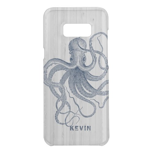 White Faux Wood  Blue Nautical Octopus D2 Uncommon Samsung Galaxy S8 Case