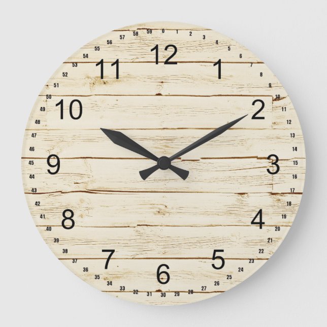White Faux Wood Large Clock (Front)