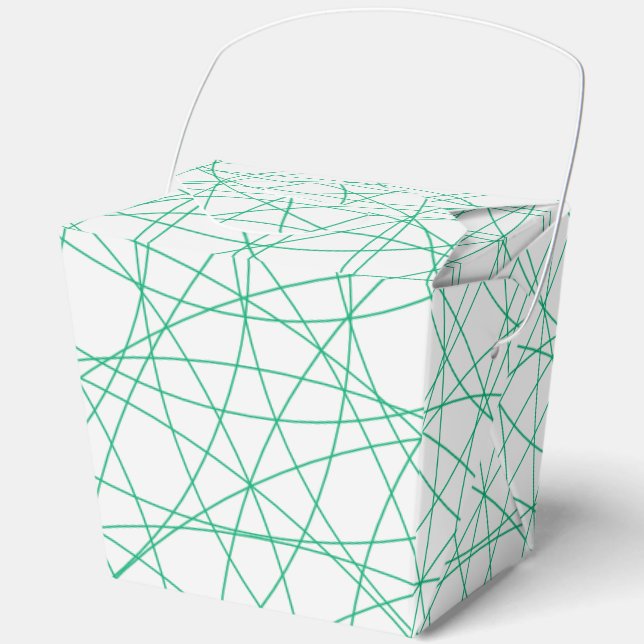 White Favor Box with Emerald Lines – Customizable (Front)