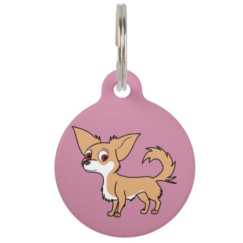 White  Fawn Chihuahua with Long Hair Pet Tag