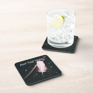 White Feather and Twig on Walking Path Beverage Coaster