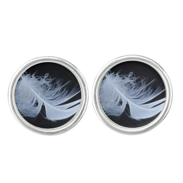 White feather - angelic by nature cufflinks (Front)