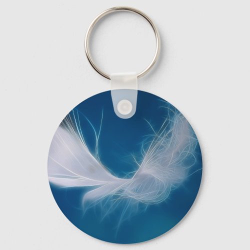 White feather art _ symbol of purity and innocence keychain