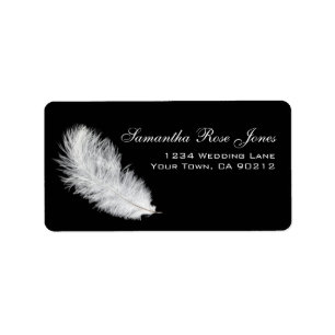 White Feather Black Custom Address Label