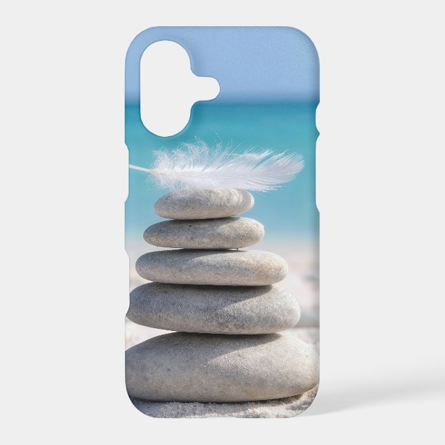 White Feather on a Beach Cairn Case-Mate iPhone Case (Back)