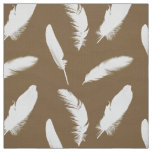 White feather print on taupe fabric