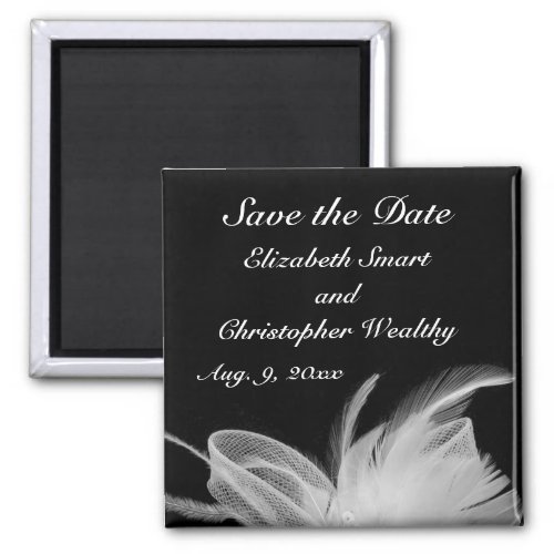White Feather Save The Date Magnet