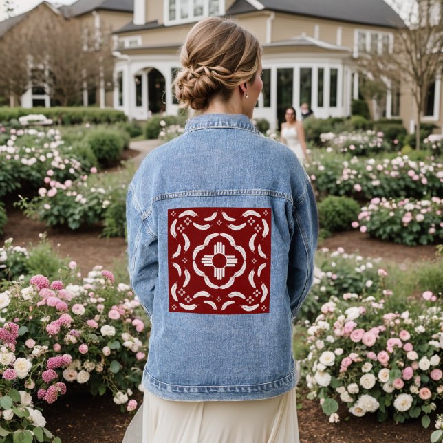 White Feather ZIa  Denim Jacket (Wedding Back)