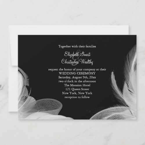 White Feathers 2 Wedding Invitation