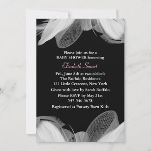 White Feathers Baby Shower Invitation