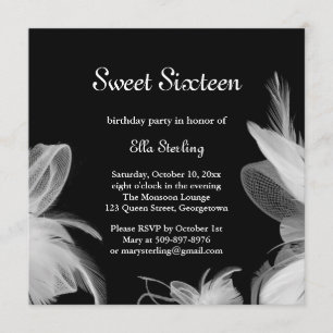 White Feathers Birthday Invitation