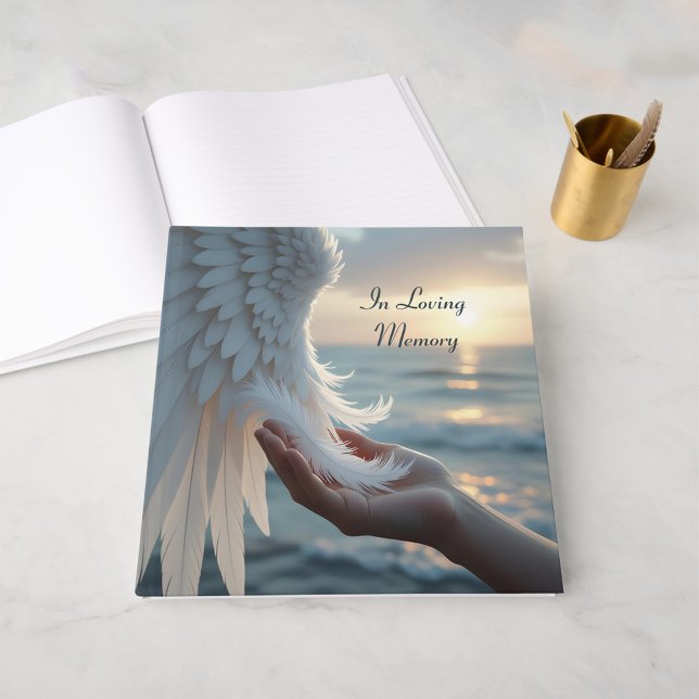 White feathers from an angel's wing, condolence guest book (Creator Uploaded)