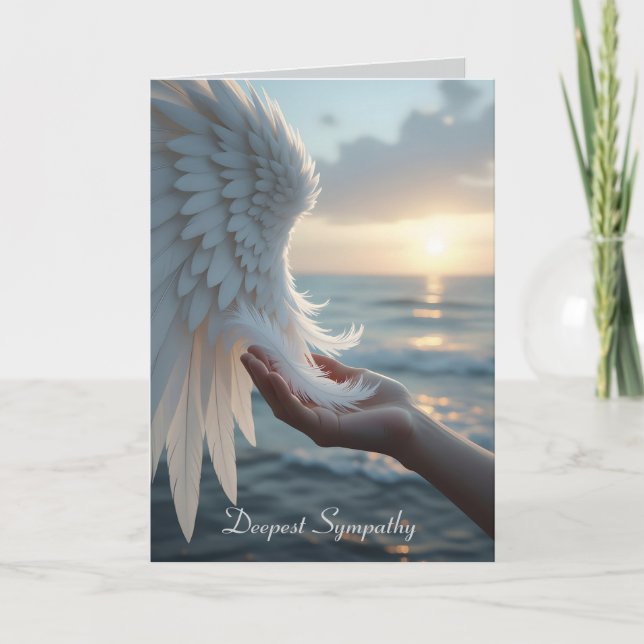 White feathers from an angel's wing, sympathy  card (Front)