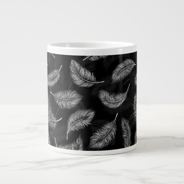 White feathers large coffee mug (Front)