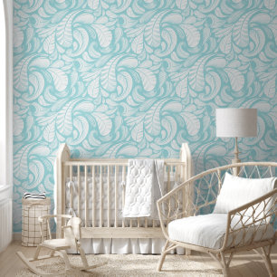 White Feathers on soft baby blue Wallpaper