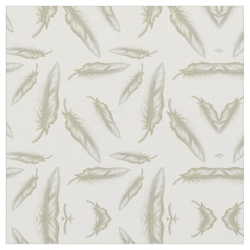 White Feathers Pattern Fabric