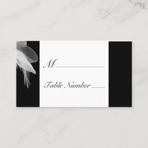 White Feathers Place Card Business Card Template