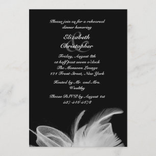White Feathers Rehearsal Dinner Invitation