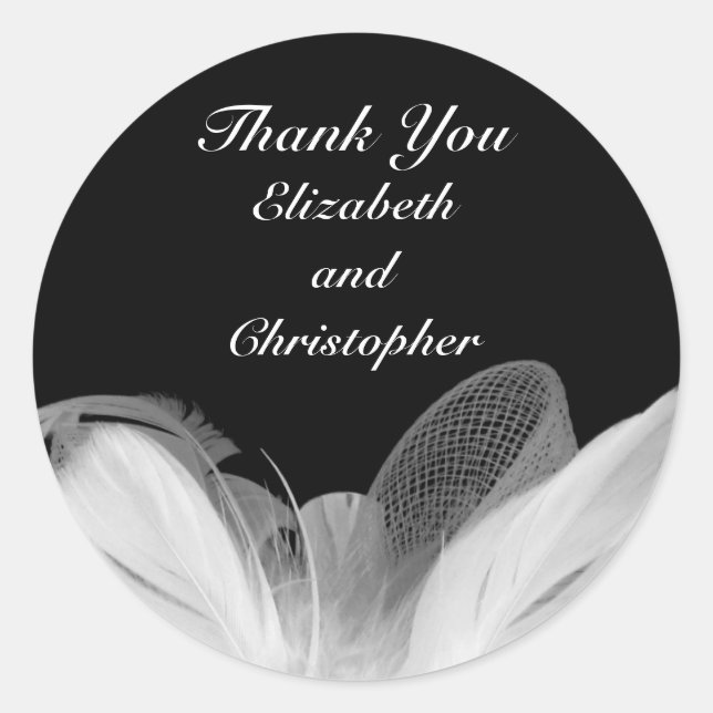 White Feathers Thank You Sticker (Front)