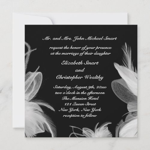 White Feathers Wedding Invitation