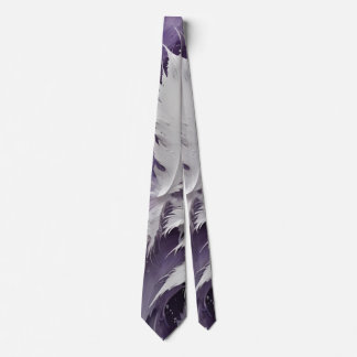 White Feathery and Purple Neck Tie