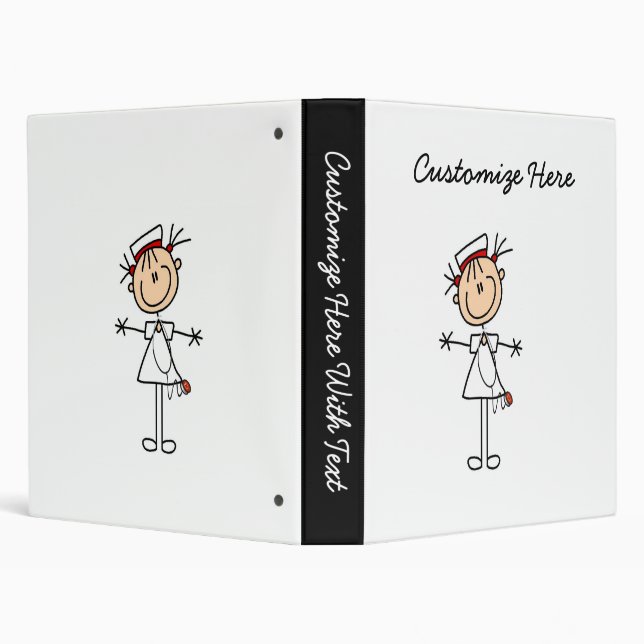 White Female Stick Figure Nurse 2 Binder (Background)