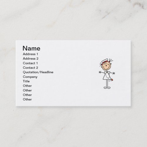 White Female Stick Figure Nurse 2 Business Card