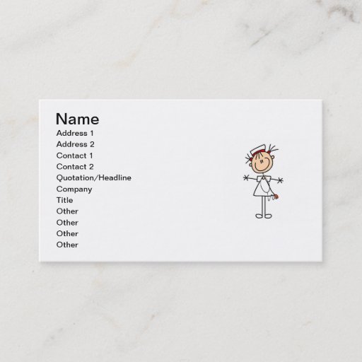 Customizable White Female Stick Figure Nurse 2 Business Card
