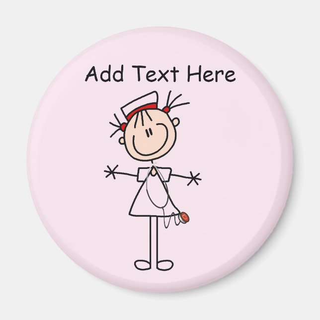 White Female Stick Figure Nurse 2 Gifts Magnet (Front)
