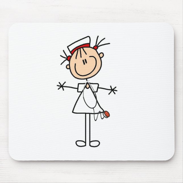 White Female Stick Figure Nurse 2 Gifts Mouse Pad (Front)