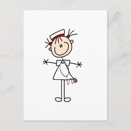 White Female Stick Figure Nurse 2 Gifts Postcard