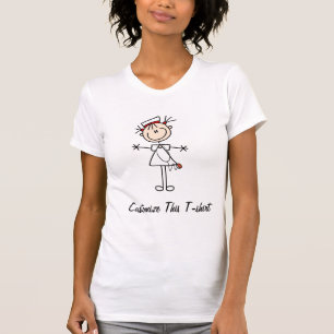 White Female Stick Figure Nurse 2 Gifts T-Shirt