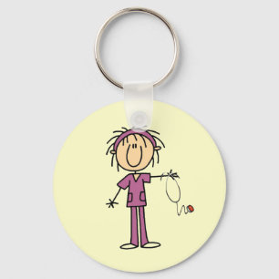 White Female Stick Figure Nurse T-shirts and Gift Keychain