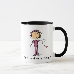 White Female Stick Figure Nurse T-shirts and Gift Mug