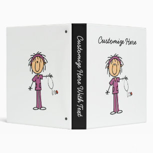 White Female Stick Figure Nurse T-shirts and Gifts 3 Ring Binder